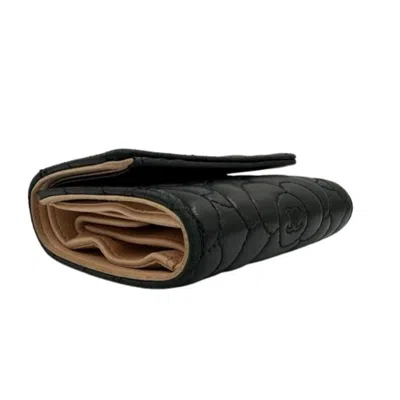 Pre-owned Chanel Black Leather Wallet (tri-fold) ()