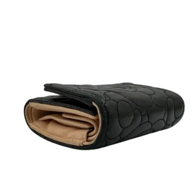 Pre-owned Chanel Black Leather Wallet (tri-fold) ()