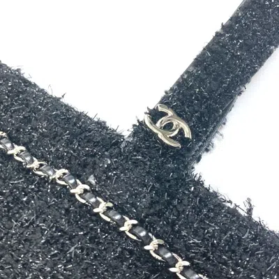 Pre-owned Chanel Black Tweed Shopping Bag Tote Bag ()