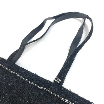 Pre-owned Chanel Black Tweed Shopping Bag Tote Bag ()