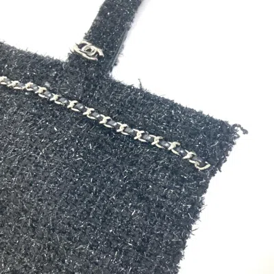 Pre-owned Chanel Black Tweed Shopping Bag Tote Bag ()