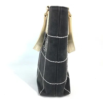 Pre-owned Chanel Black White Canvas Handbag Tote Bag ()
