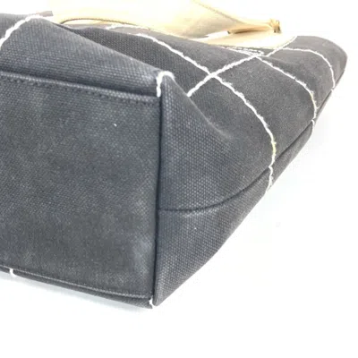 Pre-owned Chanel Black White Canvas Handbag Tote Bag ()