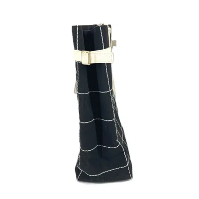 Pre-owned Chanel Black White Canvas Shoulder Bag Tote Bag ()