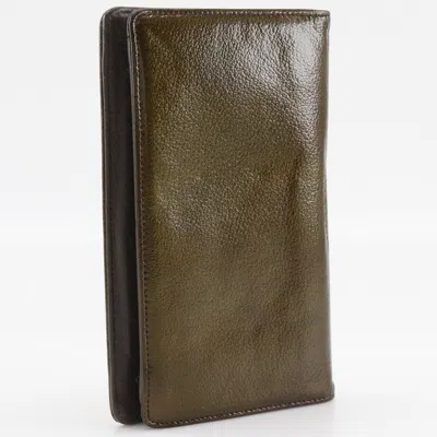 Pre-owned Chanel Bronze Leather Long Wallet (bi-fold) () In Brown