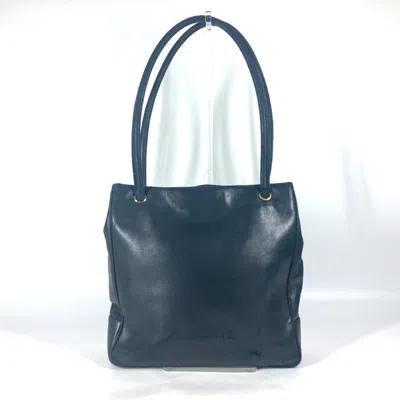 Pre-owned Chanel Dark Navy Leather Boston Bag Shoulder Bag Tote Bag ()