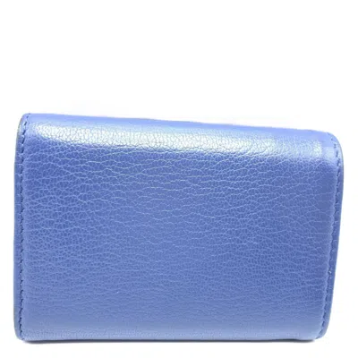 Pre-owned Chanel Navy Leather Wallet (tri-fold) () In Blue