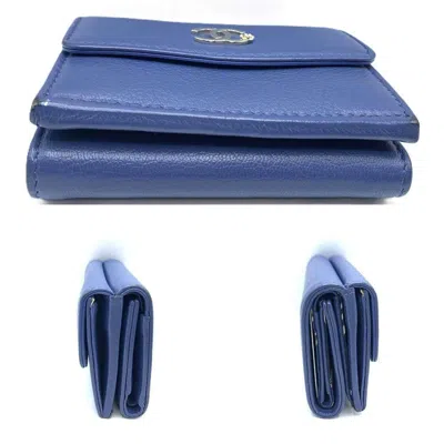 Pre-owned Chanel Navy Leather Wallet (tri-fold) () In Blue