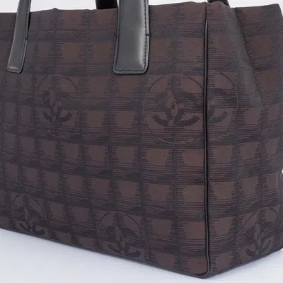 Pre-owned Chanel New Travel Line Brown Jacquard Leather Tote Bag ()