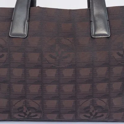 Pre-owned Chanel New Travel Line Brown Jacquard Leather Tote Bag ()