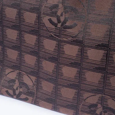 Pre-owned Chanel New Travel Line Brown Jacquard Leather Tote Bag ()