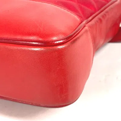 Pre-owned Chanel Red Color Satin Leather Shoulder Bag Tote Bag ()