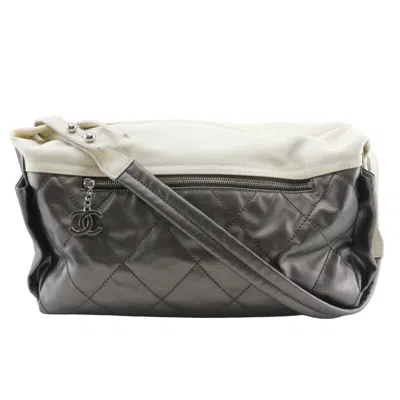 Pre-owned Chanel Silver Coated Canvas Shoulder Bag ()