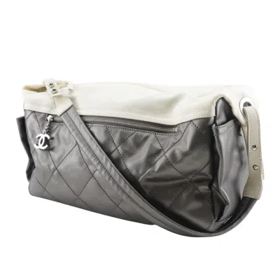 Pre-owned Chanel Silver Coated Canvas Shoulder Bag ()