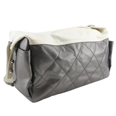 Pre-owned Chanel Silver Coated Canvas Shoulder Bag ()