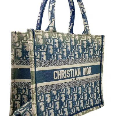 Pre-owned Dior Christian  Khaki Navy Pink Canvas Handbag Tote Bag ()