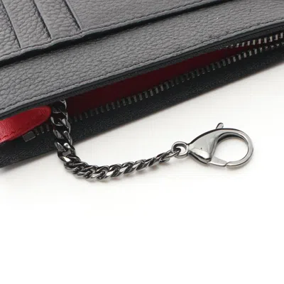 Pre-owned Christian Louboutin Black Red Color Leather Coin Purse/coin Case () In Multi