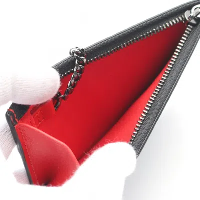 Pre-owned Christian Louboutin Black Red Color Leather Coin Purse/coin Case () In Multi