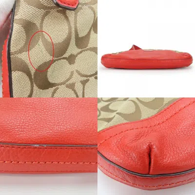 Pre-owned Coach Brown Red Color Canvas Leather Shoulder Bag ()