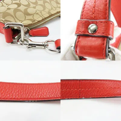 Pre-owned Coach Brown Red Color Canvas Leather Shoulder Bag ()