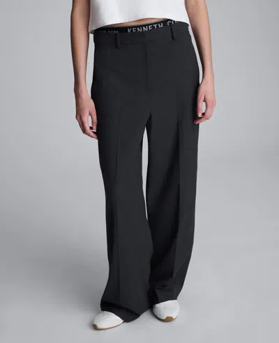 Kenneth Cole Flannel Wide Leg Pant In Black