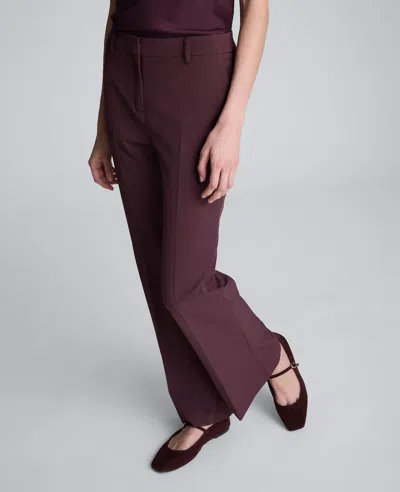 Kenneth Cole Luxe Twill Flare Leg Pant In Brown