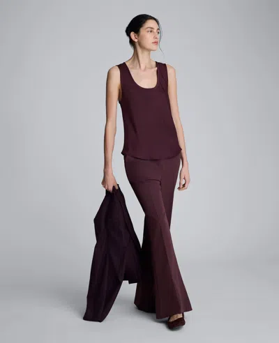 Kenneth Cole Luxe Twill Flare Leg Pant In Brown