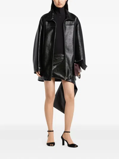 Courrèges Courreges 'vinyl' Black Cotton Blend Jacket Women In Black