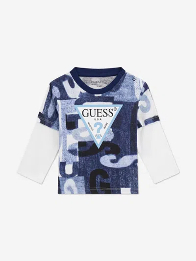 Guess Baby Boys Long Sleeve T-shirt And Joggers Set In Blue
