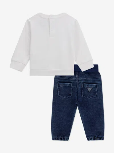 Guess Baby Boys Sweater And Denim Pants Set In Multi