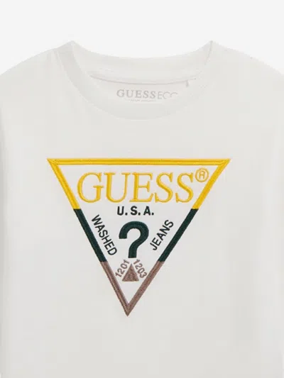 Guess Boys Long Sleeve Logo T-shirt In Red