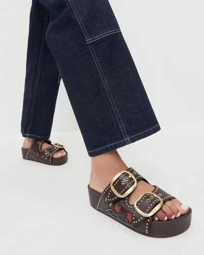 Loeffler Randall Eve Studded Platform Sandal In Brown