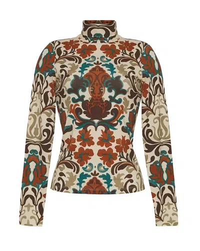 Cara Cara Piper Paisley-print Turtleneck Top In Neutral