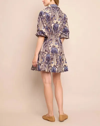 Cara Cara Robin Puff-sleeve Floral Poplin Mini Dress In Blue