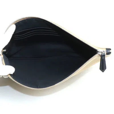 Pre-owned Fendi Beige Cotton Leather Clutch Bag Pouch ()
