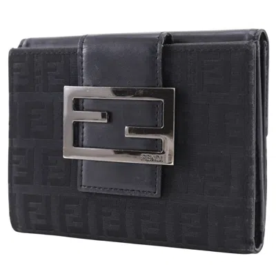 Pre-owned Fendi Black Nylon Canvas Leather Wallet (bi-fold) ()