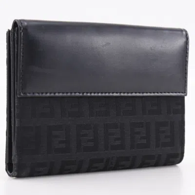 Pre-owned Fendi Black Nylon Canvas Leather Wallet (bi-fold) ()