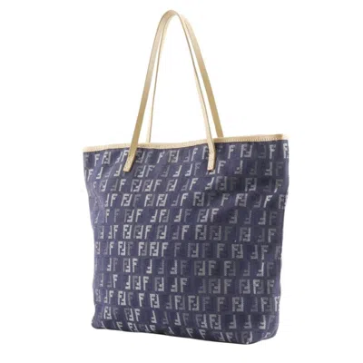 Pre-owned Fendi Navy Leather Denim Handbag Tote Bag ()