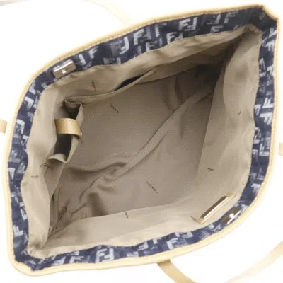 Pre-owned Fendi Navy Leather Denim Handbag Tote Bag ()