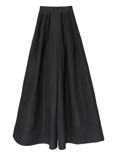 Carolina Herrera High Waist Wide Leg Pleated Trousers In Black