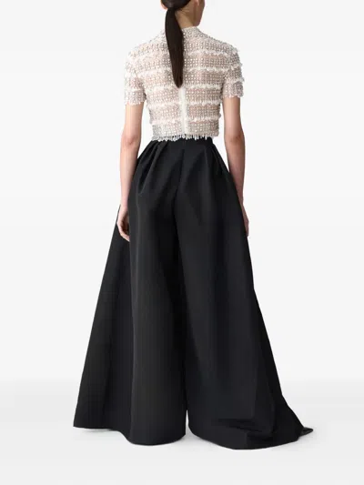Carolina Herrera High Waist Wide Leg Pleated Trousers In Black