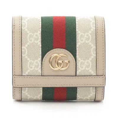 Pre-owned Gucci Beige Multi-color Pvc Leather Wallet (bi-fold) ()