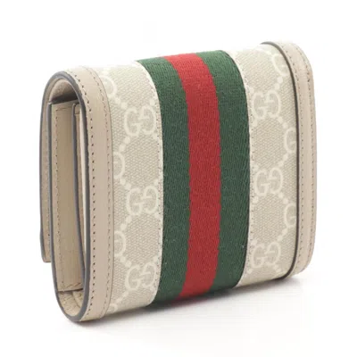 Pre-owned Gucci Beige Multi-color Pvc Leather Wallet (bi-fold) ()