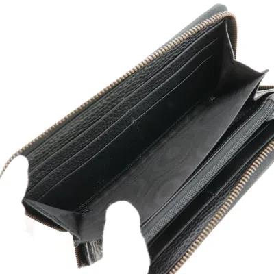 Pre-owned Gucci Black Leather Long Wallet (bi-fold) ()