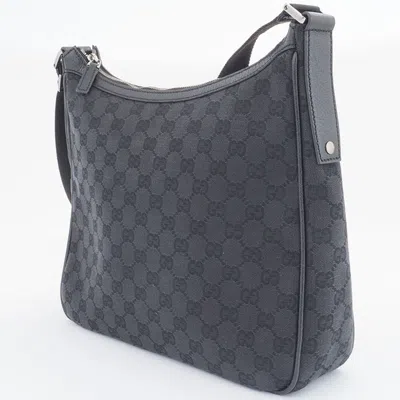 Pre-owned Gucci Gg Canvas Black Canvas Leather Shoulder Bag ()