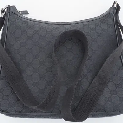 Pre-owned Gucci Gg Canvas Black Canvas Leather Shoulder Bag ()