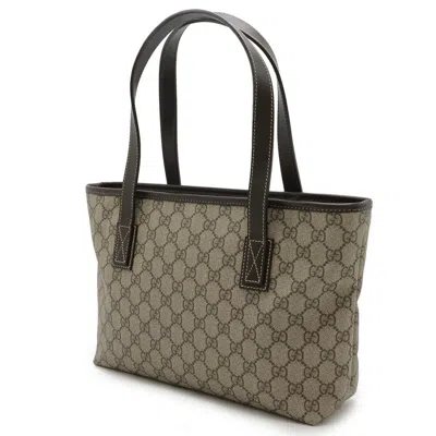 Pre-owned Gucci Gg Plus Beige Dark Brown Pvc Leather Shoulder Bag Tote Bag ()