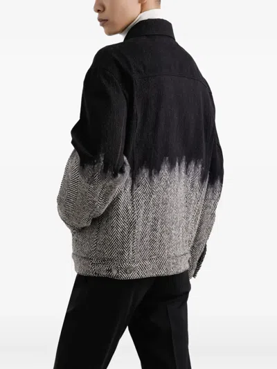 Dolce & Gabbana Herringbone-pattern Denim Jacket In Black