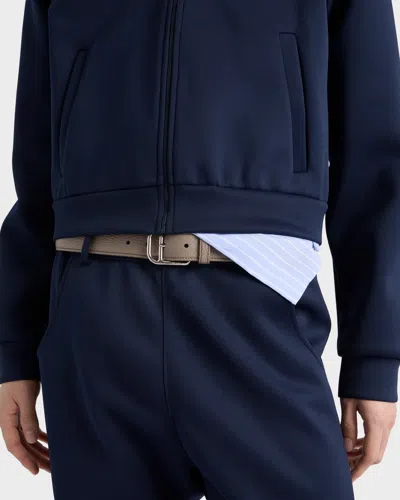 Prada Pebbled-leather Belt In Gray