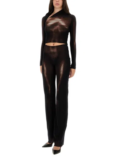 Jean Paul Gaultier Women Body Dust Print Asymmetric Crop Top In Brown
